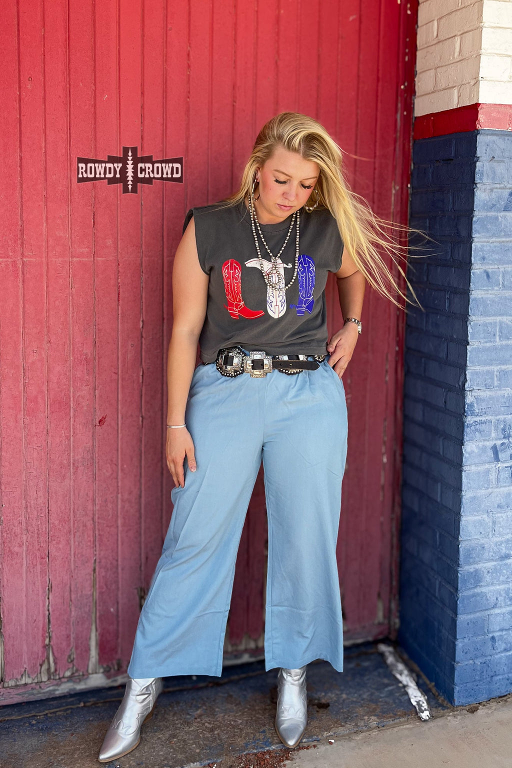 DS Red, White & Boots Tank by Rowdy Crowd Clothing