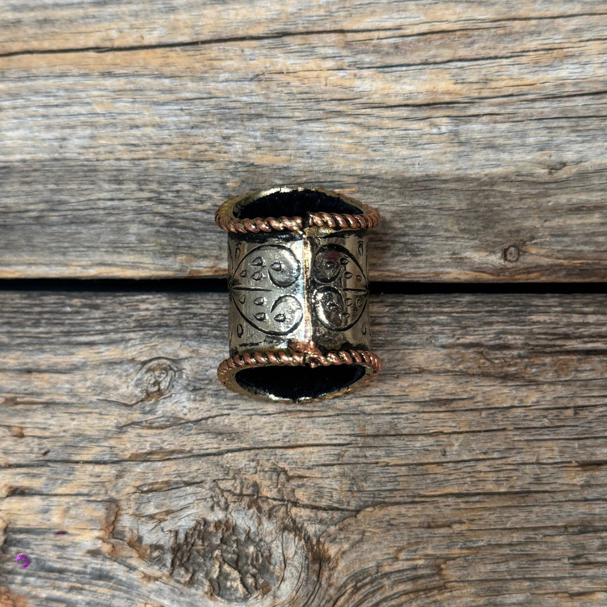 Silver Engraved Large Flower with Turquoise Wild Rag Slide #PS105