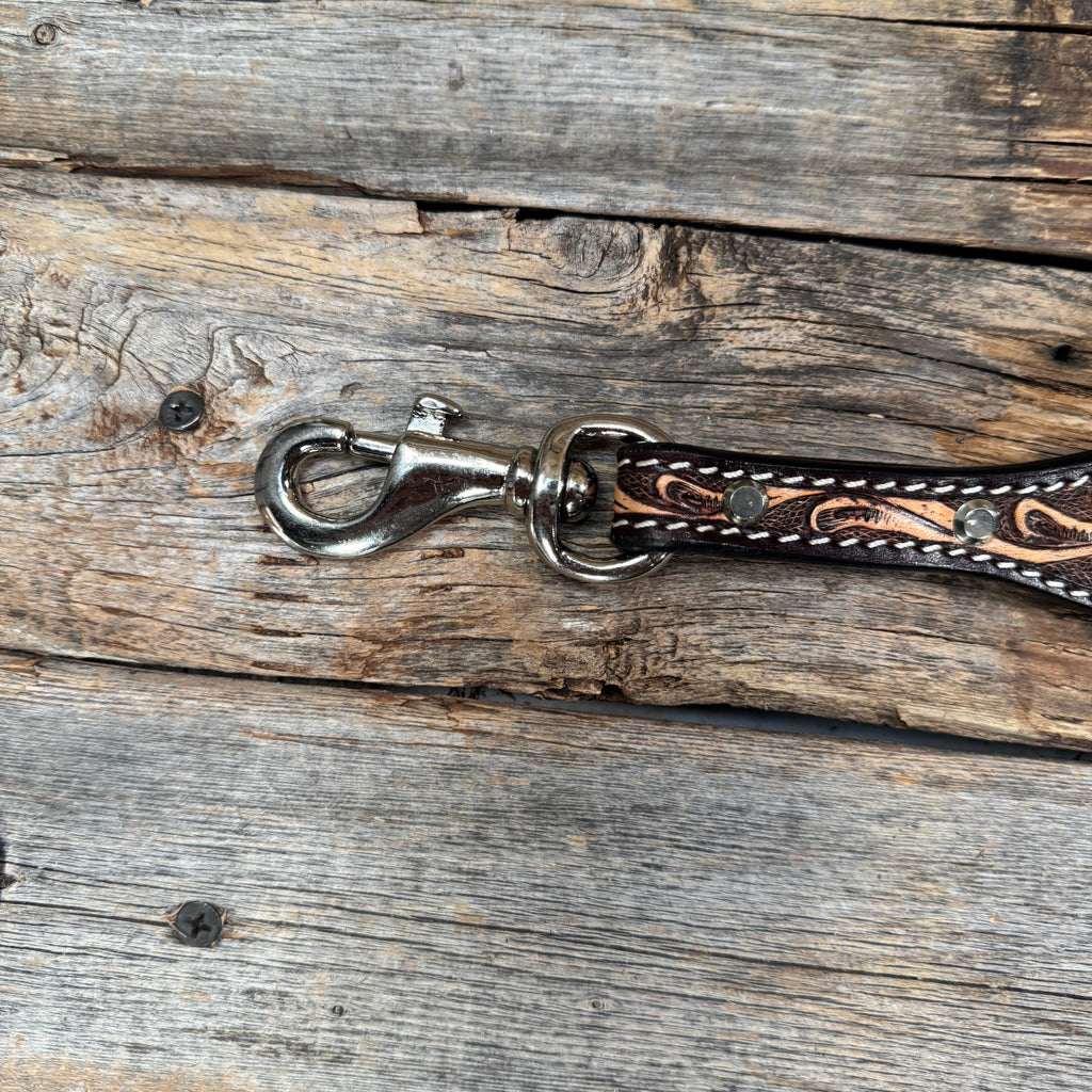 Floral Tooled Genuine Leather leash 4' x 1.25"wide — view 3