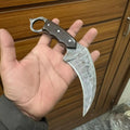 Talon Curve Utility Knife Hawkbill Blade Ring Handle Damascus Fixed Blade