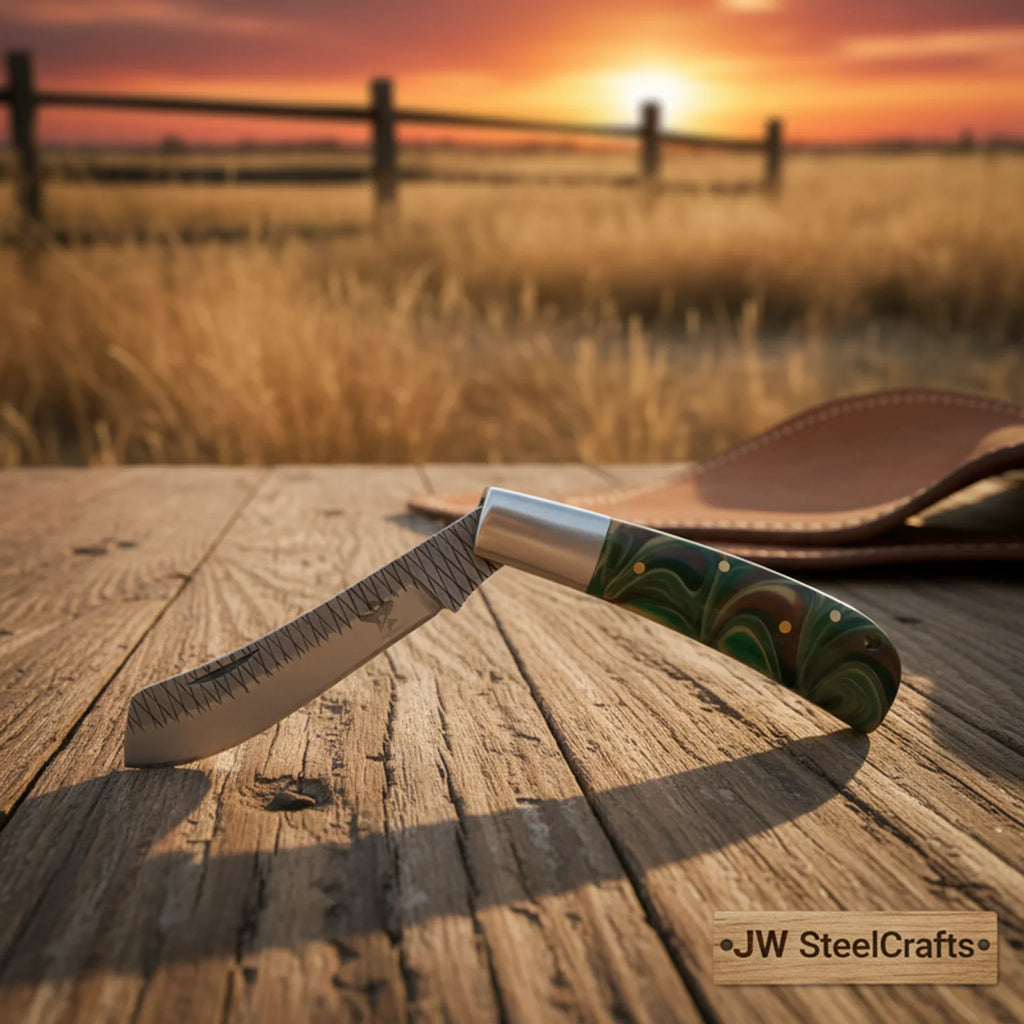 Rasp Steel Lockback Trapper Knife with Resin Handle