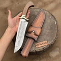 Handmade San Mai Damascus Bowie Knife 9-Inch Laminated Blade with Rosewood Handle