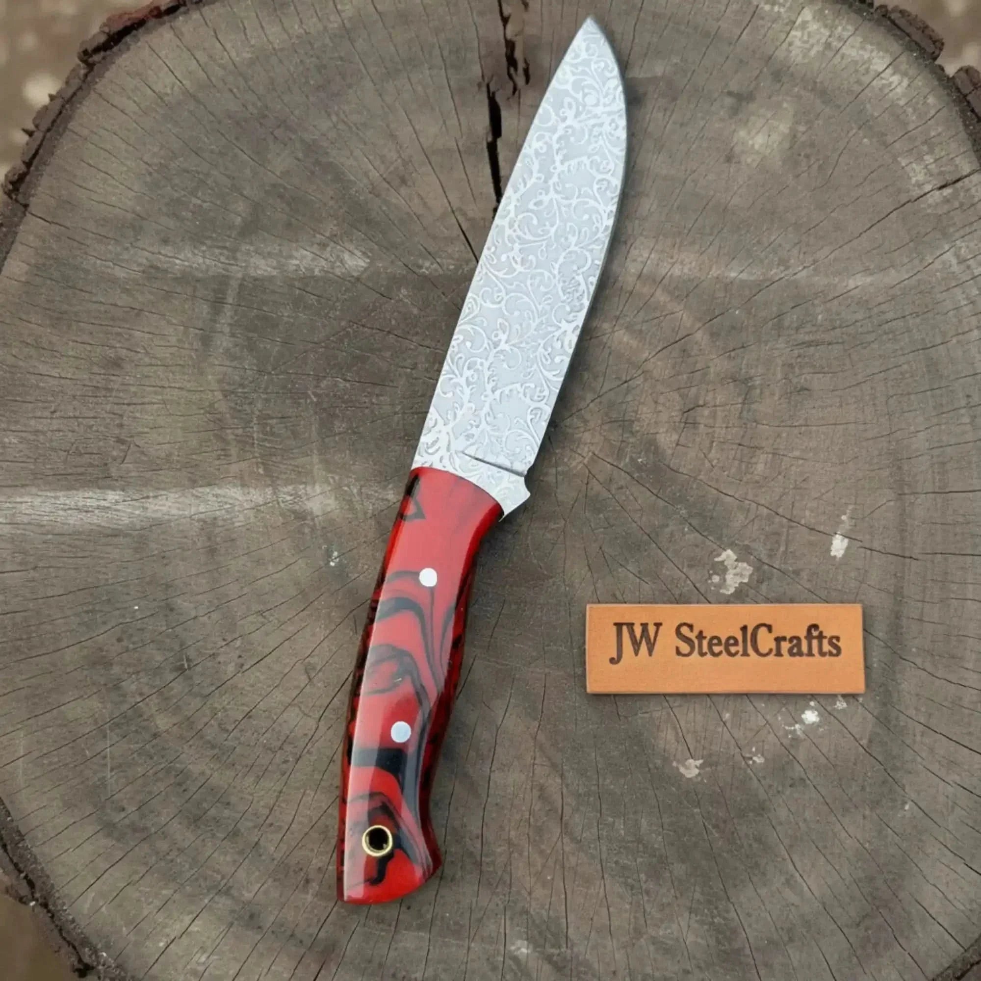 Handmade Bushcraft Utility Knife Full Tang Fixed Blade for Camp & Woodcraft