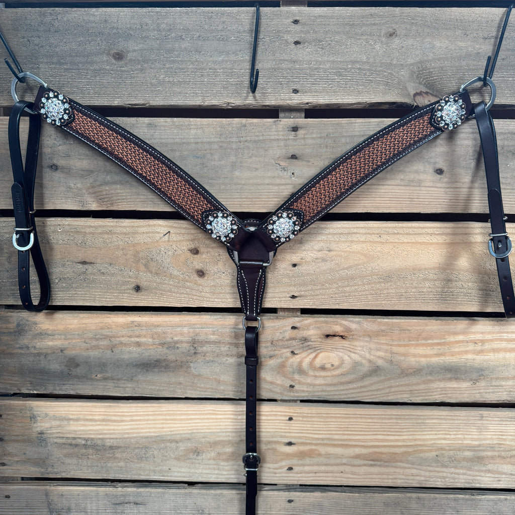 Foxtail Clear One Ear Headstall & Breastcollar Tack Set #BBBC467 — view 5