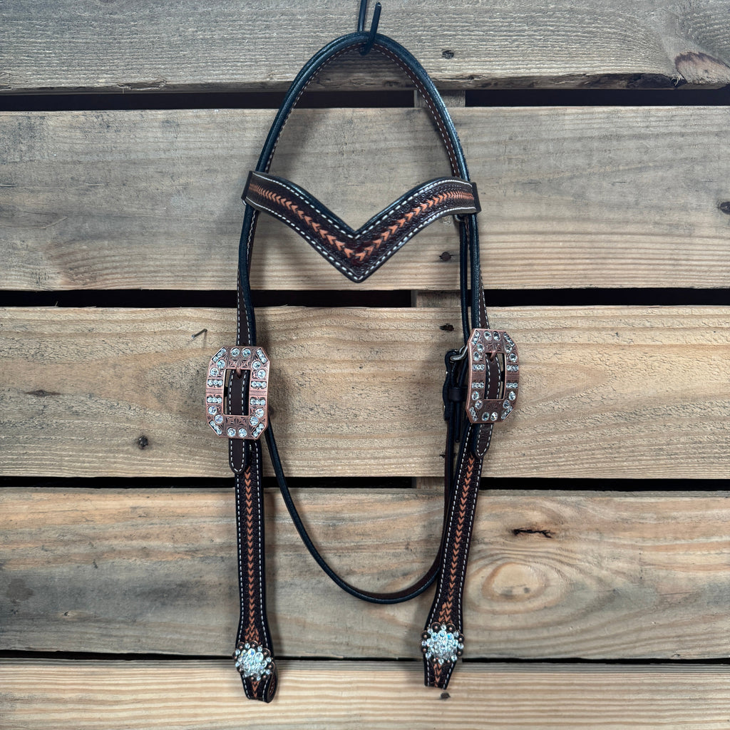 Foxtail Clear One Ear Headstall & Breastcollar Tack Set #BBBC467 — view 2