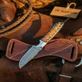 Full Tang Damascus Skinner Knife with Pinecone Resin Handle