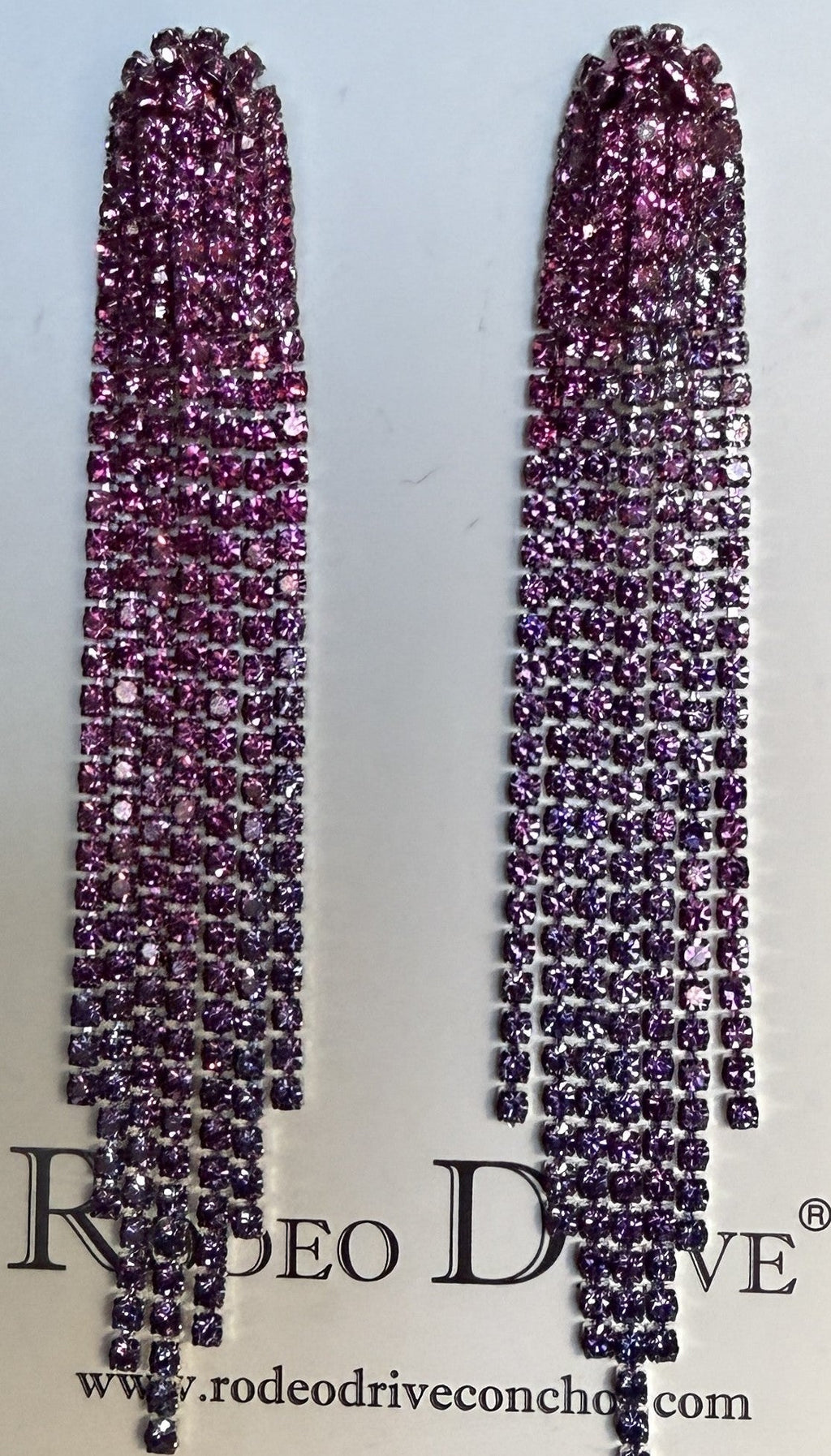 Pink and Purple Rodeo Inspired Rhinestone Dangle Fashion Earrings
