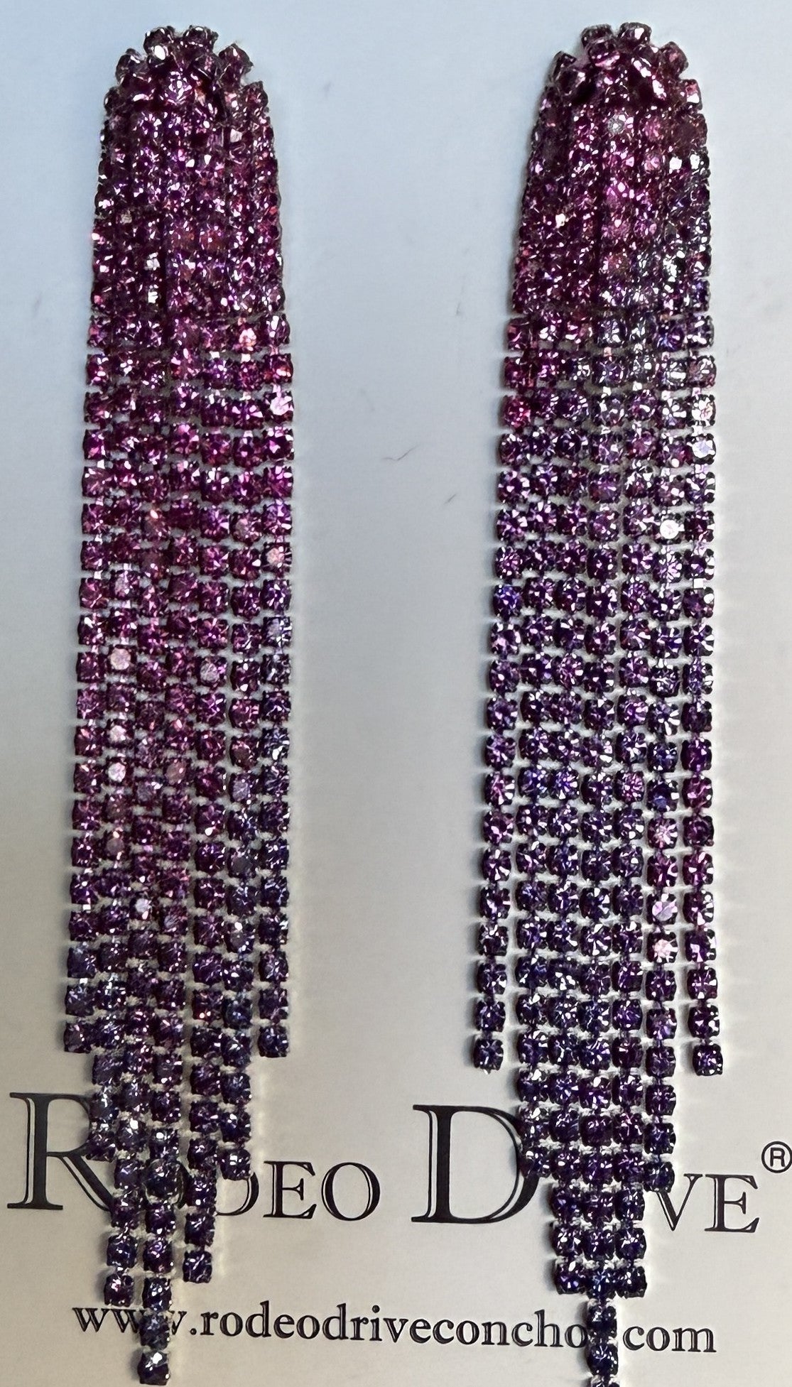 Pink and Purple Rodeo Inspired Rhinestone Dangle Fashion Earrings