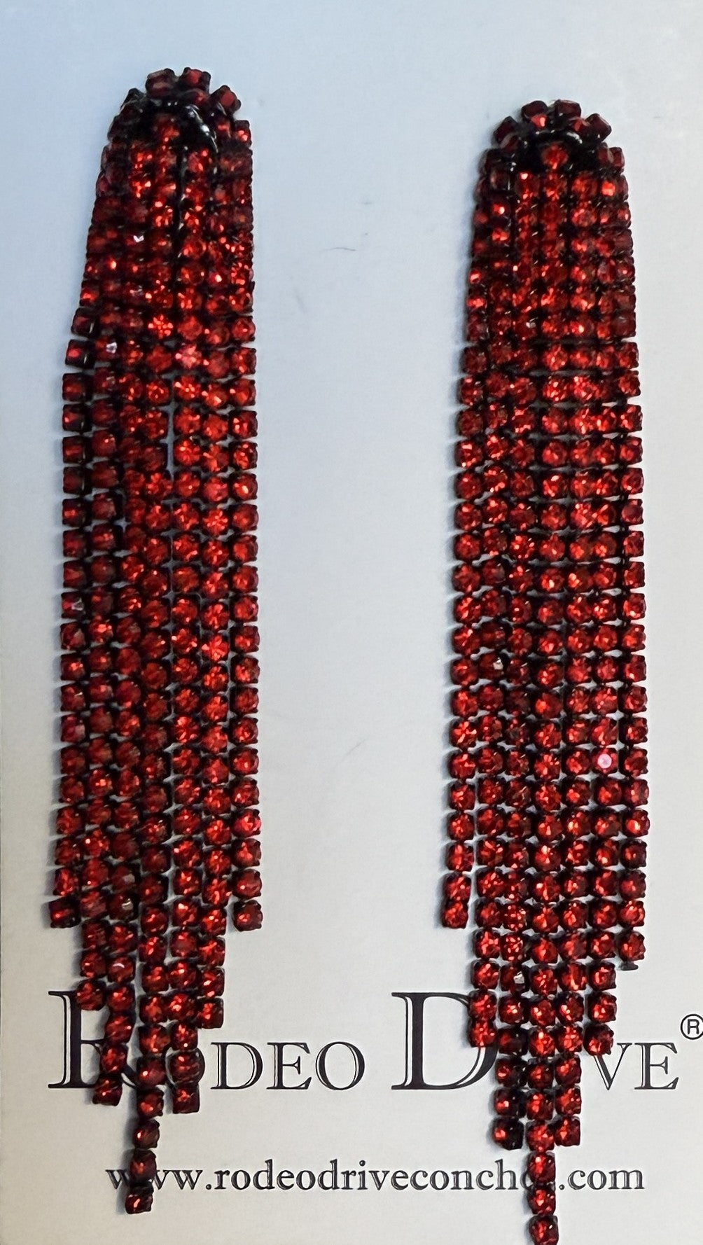 Red Western Boho Rhinestone Dangle Fashion Earrings