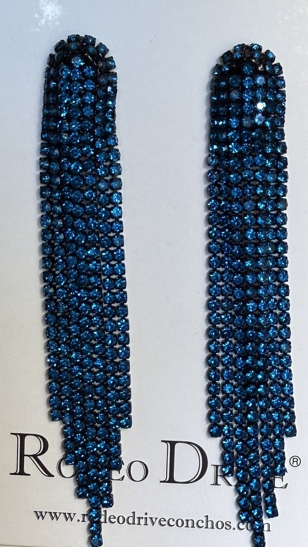 Blue Western Boho Rhinestone Dangle Fashion Earrings