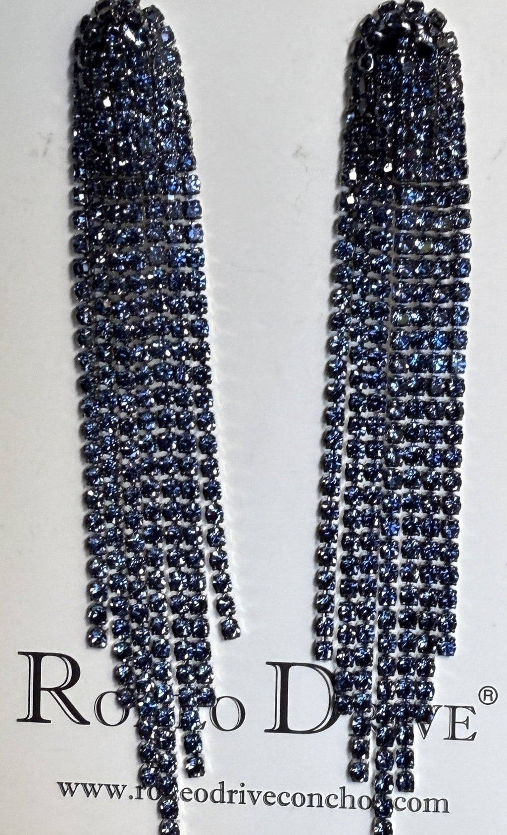 Navy Blue Western Boho Rhinestone Dangle Fashion Earrings