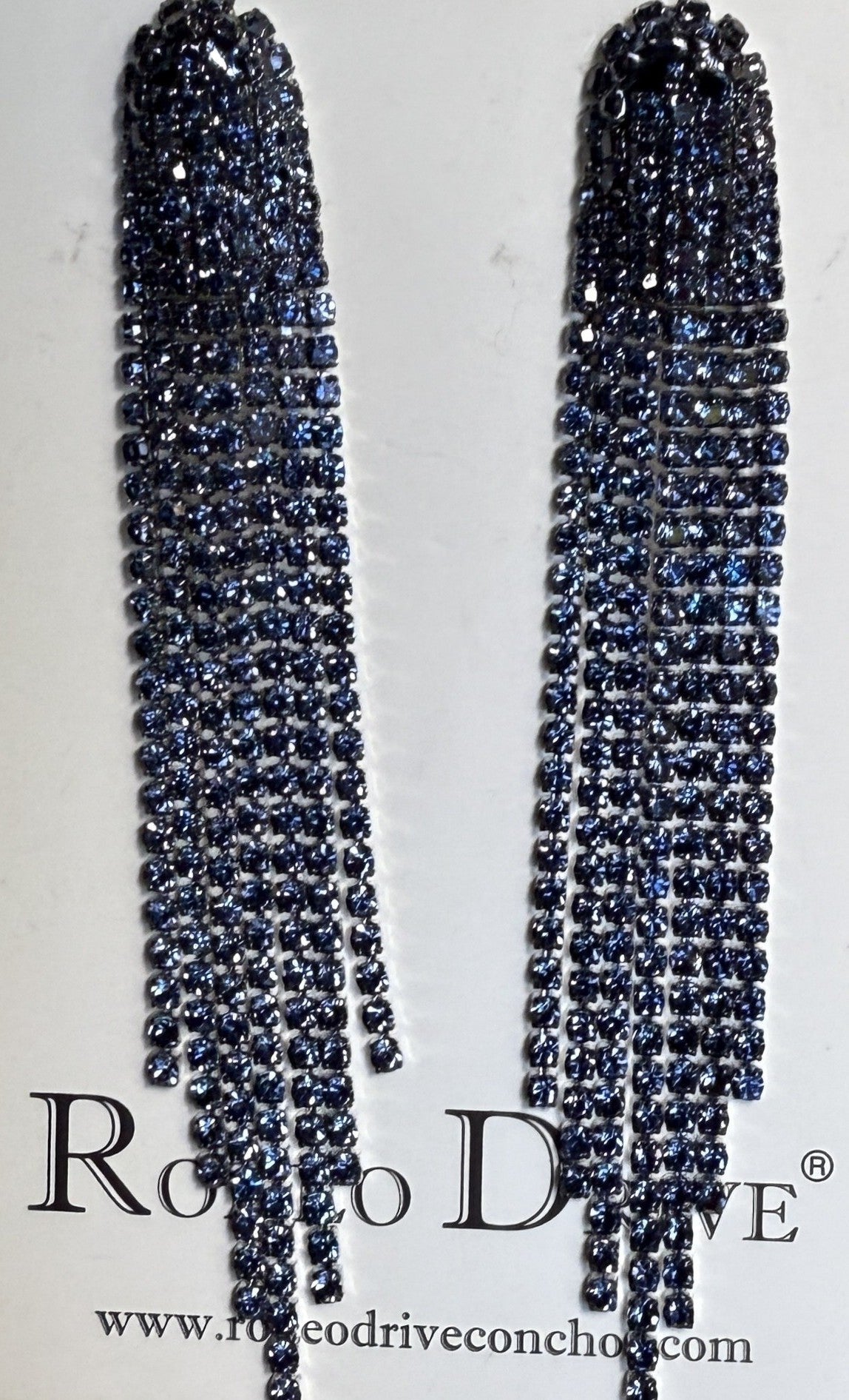 Navy Blue Western Boho Rhinestone Dangle Fashion Earrings