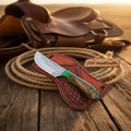 Rasp Steel Cowboy Knife with Green Pinecone Resin Handle and Full Tang Blade