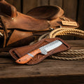 Tanto Rasp Bull Cutter with Orange Turquoise Resin Handle