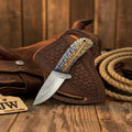 Hawkwing Skinner Knife 6" Purple Pinecone Handle Full Tang Western Cross Draw Sheath