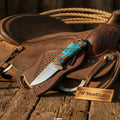 Turquoise Cowboy Skinner with Rasp Steel Blade and Crossdraw Sheath