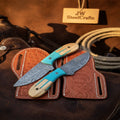 Handmade Damascus Skinner Knives 6.5" Olive Wood Resin Handle Hunting Set