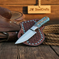Pinecone Resin Skinner Knife – Hand-Forged D2 Steel Drop Point Blade with Turquoise Handle