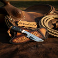 Ironhide Ranch Blade  Knife Black Honeycomb Handle White Spacer Steel Bolster Engraved