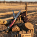 Backwoods Trapper Knife Two Blade Pink Bone Handle Steel Bolster Slip Joint