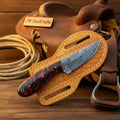 Frontier Hellfire Caper Knife 7" Black Red Resin Handle Western Pancake Leather Sheath