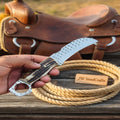 Rasp Steel Hawkbill Knife with Finger Ring Grip