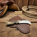 Buckhorn Skinner Knife 7" Damascus Steel Blade with Natural Stag Horn Handle
