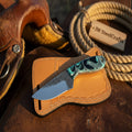 Custom Rasp Steel Skinner Knife with Turquoise Resin Handle