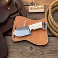 Rasp Ring Handle Skinner Knife with White Resin Handle