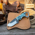 Ring-Handle Rasp Skinner Knife with Turquoise Resin Handle