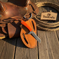 Damascus Tanto Cowboy Skinner Knife 7" with Orange Resin Handle