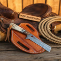 Carbon Steel Bull Cutter with Stag, Turquoise, and Tali Wood Handle