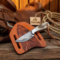 Handmade Copper Layer Damascus skinner with Stag Horn Handle