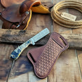 Swirl Resin Bull Cutter with Damascus Steel Blade