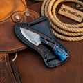Handmade Copper Damascus Knife, Epoxy Resin Handle, 6" Fixed Blade