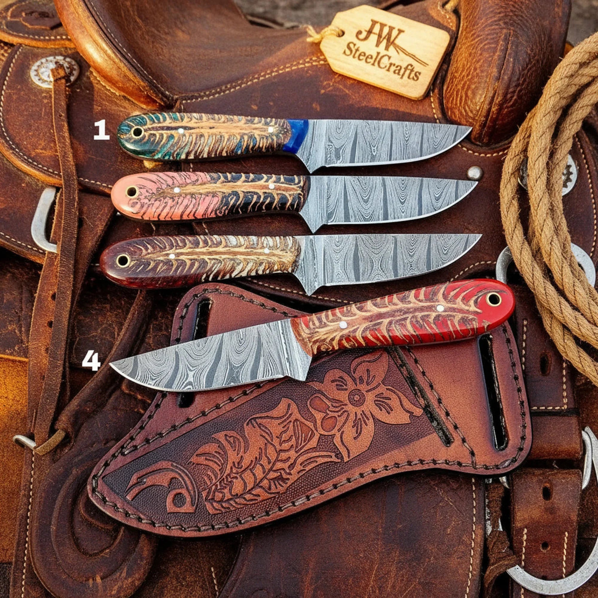 Pinecone Skinning Knife Set with Multi Color Handles