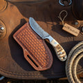 Crossdraw Cowboy Knife with Ram Horn Handle for Everyday Carry