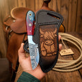 Tundra Cowl Copper Damascus Skinner – Custom Hand-Forged Mini Hunting Knife by Shard Blade