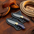Handmade Damascus Steel 8" Cowboy Bull Cutter Knives Matching Set