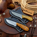 Rustic Grain Skinner Set 9" Handmade Matching Knives with Wood Grain Handles