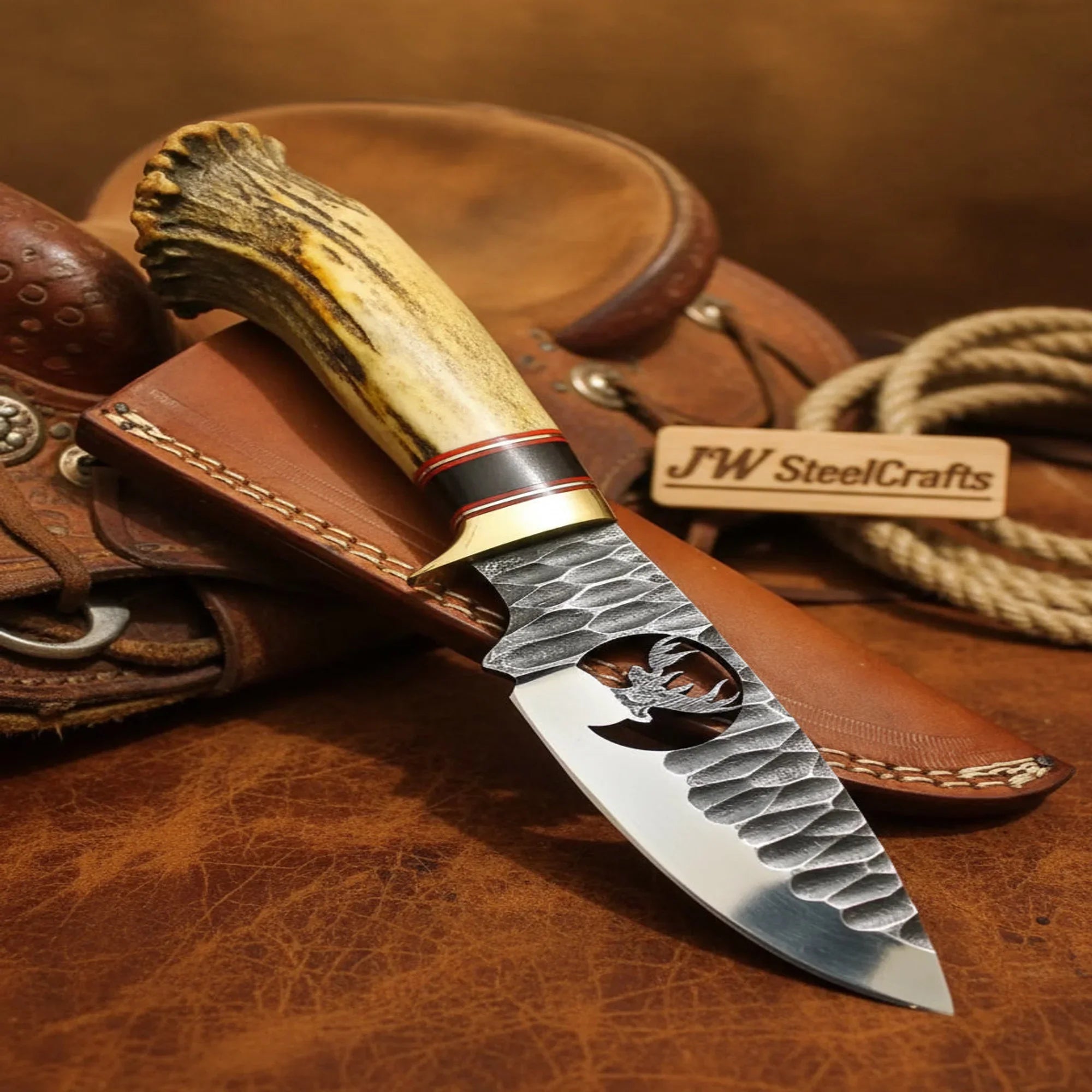 Crown Stag Cutout Knife with Deer Silhouette Design