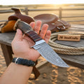 Damascus Crown Stag Bowie with Crown Stag Horn Handle