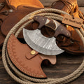 T-Handle Stag and Wood Ulu Knife with Damascus Blade