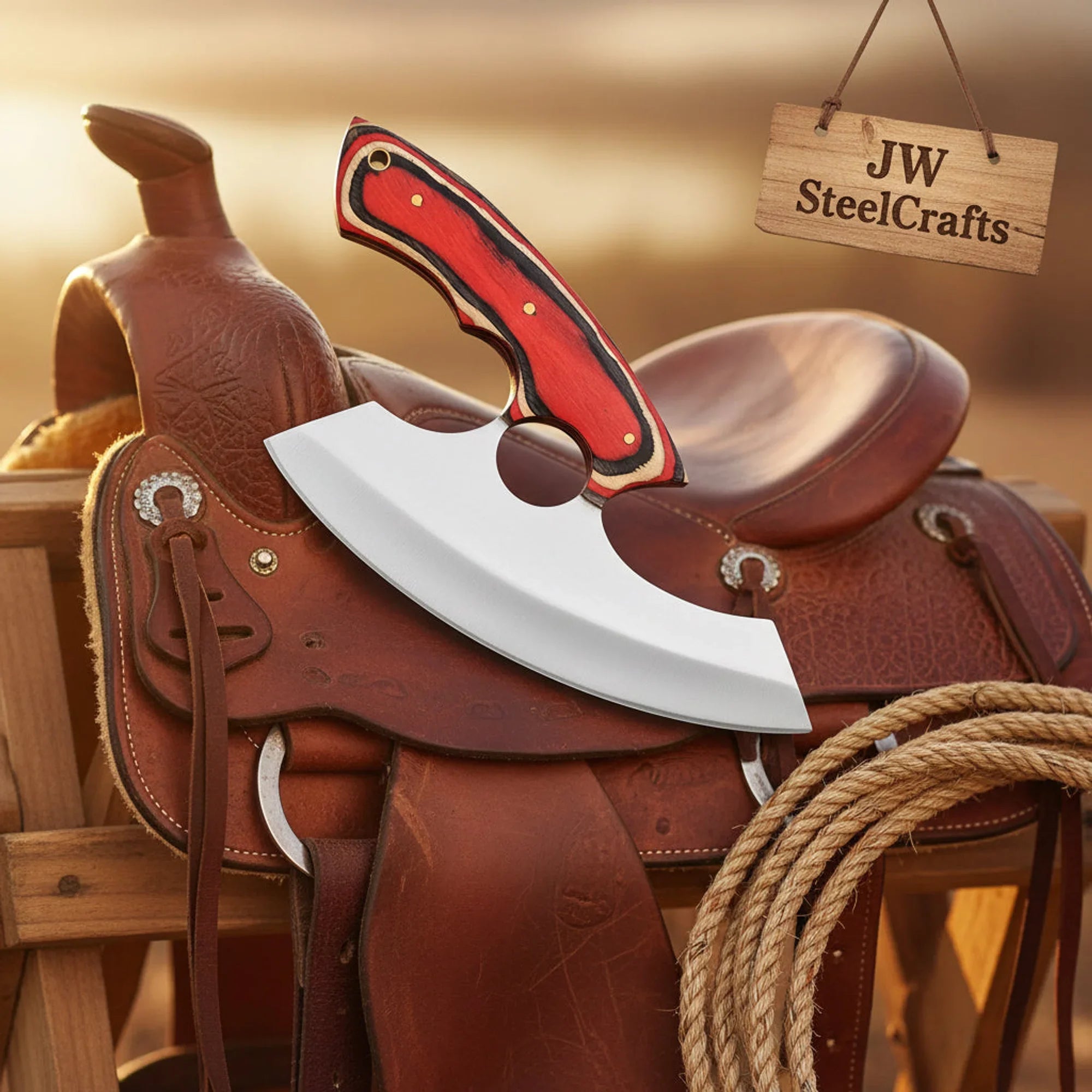 Bnazind Ulu Knife with Multi Color Pakka Wood Handle
