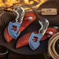 Ridgeline Gut Hook Skinner Knife Set of 2 Stag Antler Handle Bear Engraved Full Tang Skinner