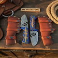 Handmade Skinner Knife Set of 2 7" Purple Pinecone Handle Deer Engraved