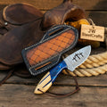 Blue Cross Wirecut Skinner Knife with Resin and Wood Handle