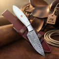 Ivory Trail Cowboy Knife 8" Camel Bone Handle Steel Bolster Full Tang Western Skinner Sheath