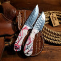Buckaroo Skinner Knives Set with Hammered Carbon Steel