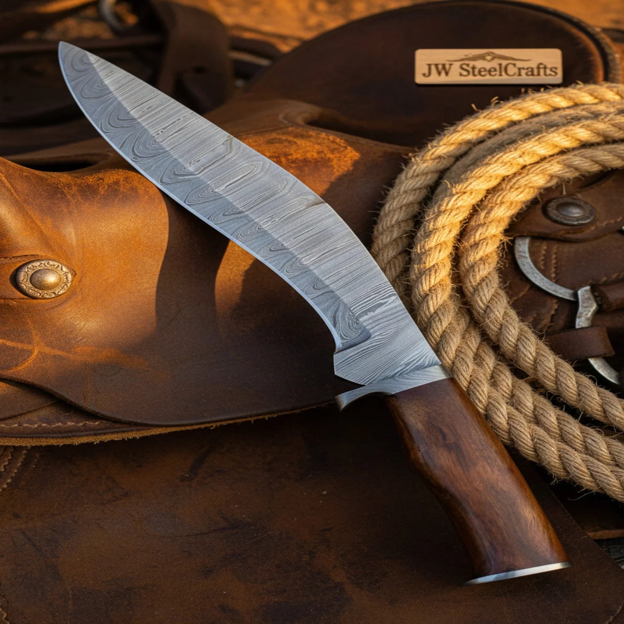 Recurve Kukri Hunting Knife with Dark Rosewood Handle